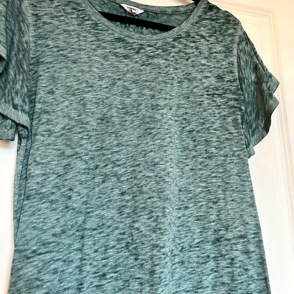 Heathered Aqua Tee with Flowy Sleeves - Picture 2 of 5